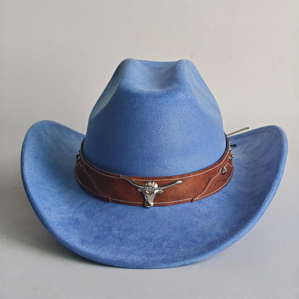 Bull Head Accessories Cowboy Hat For Women Men 7.5Cm Wide Brim Western Suede Hat For Cowboys And Cowgirls Sombrero Vaquero