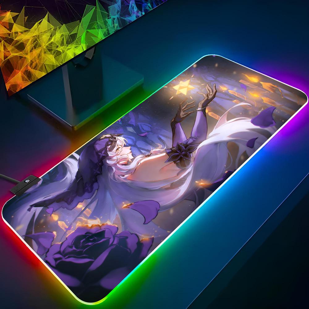 Black Swan Honkai Star Rail Cartoon Mouse Pad Gaming Rgb Mousepad Backlit Keyboard Gamer Girl Xxl Laptop Mat Table Pads Deskpad