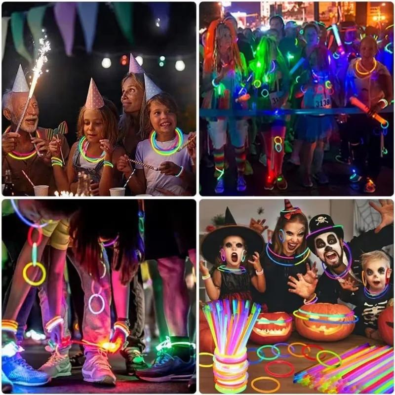 50/100Pcs Fluorescence Sticks Party Multicolor Glowing Stick Bright Colorful Light Bright Bendable Glow Bracelet Party Supplies
