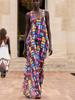 Robe Longue Colorée Imprimée Sans Manches Coupe Ample pour Femme - Collection 2025