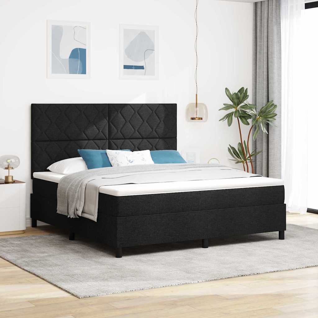 Box Spring Bed with Headboard Black 180 x 200 cm Fabric