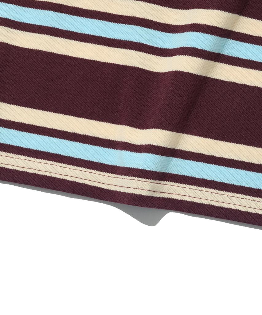 TAILOR STUDIO Multi-Stripe Collared T-Shirt (Wine)