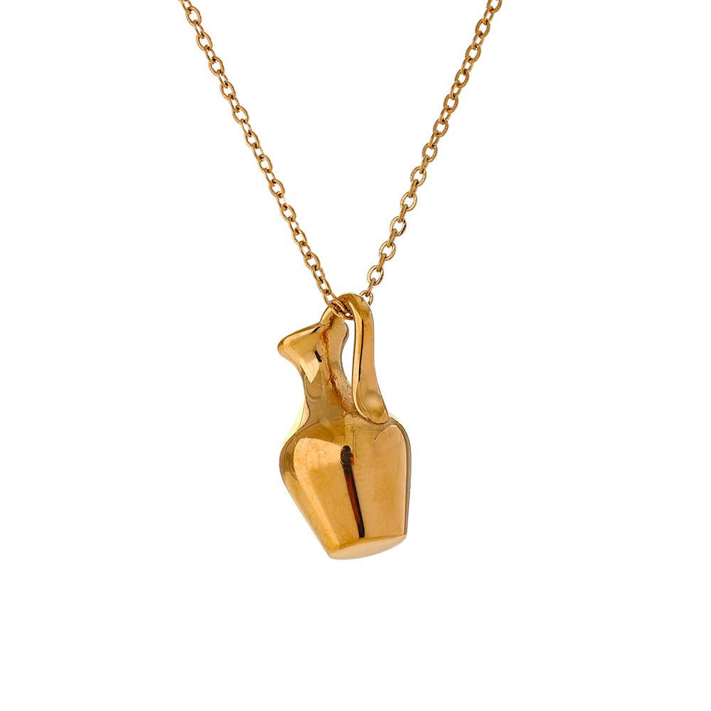 

Yhpup Personalized Solid Metal Vase Kettle Charm Necklace Pendant Waterproof Stainless Steel Collar Fashion Jewelry Women New