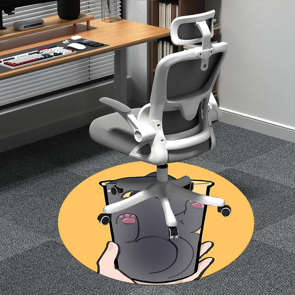 

1pc Cat Cup Picture Office Round Area Rug, Indoor Mat Suitable ForOffice, Under Office Chairs Bedroom Living Room Home Decor, Room Deco, n49 80cm by 80cm