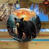 Retro Metal Wall Art Bear Forest Sunset Decor