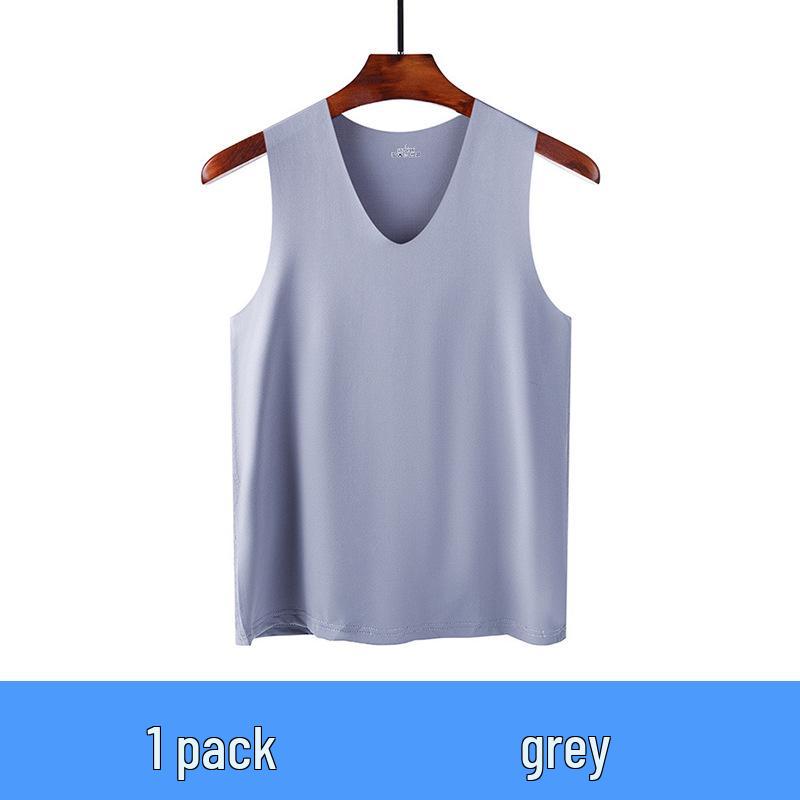 Seamless Men s Ice Silk Sleeveless Athletic Tank Top for Summer Fitness L (40-50 kg) серый