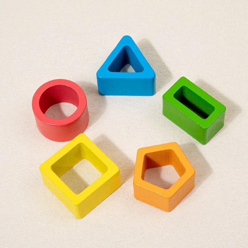 Montessori Wood Toys for Kids Wooden Sorting Stacking Toys for Baby Toddlers Educational Shape Color Sorter Preschool Kids Gifts