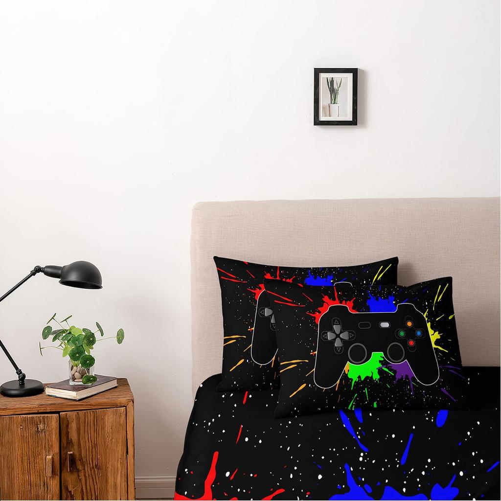 3D Gamepad Duvet Set For Children And Boys Game Bedding Set With Pillowcase Three-Piece Set