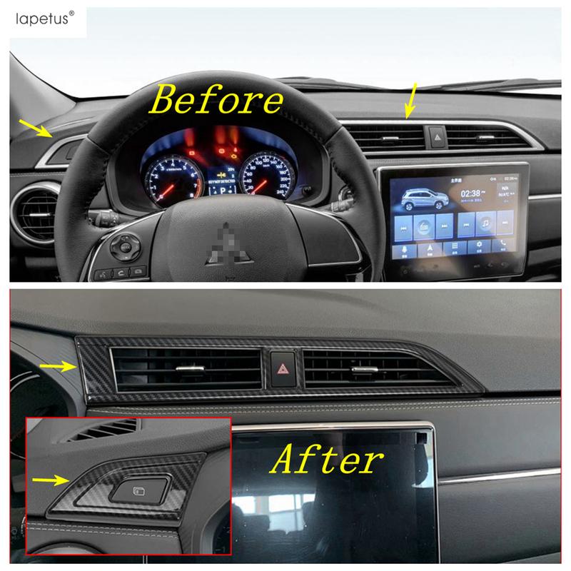 Head Lamp / Water Cup Panel / Dashboard Side Middle Air AC Vent Cover Trim For Mitsubishi ASX   Carbon Fiber Accessories