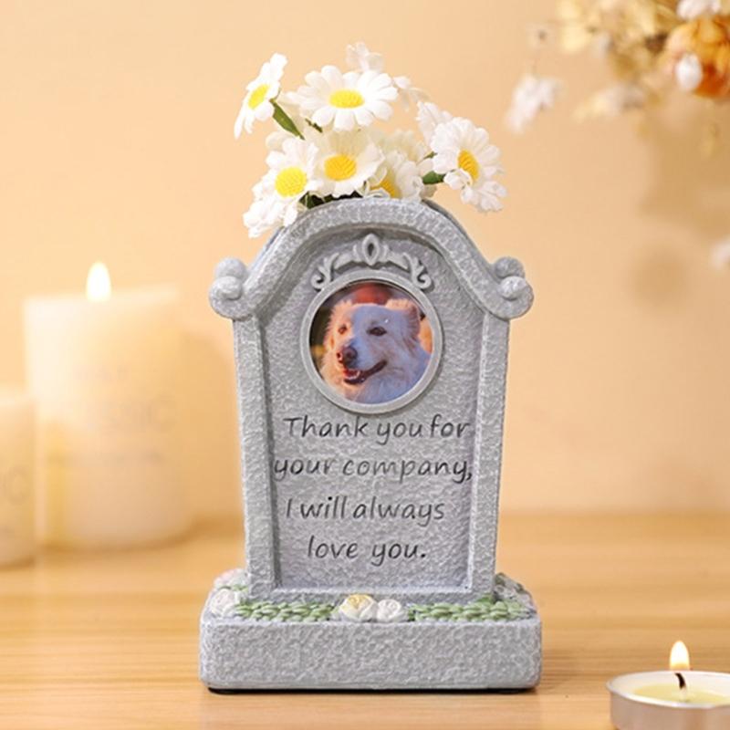 Pet Memorial Headstones Resin Tombstone for Garden Cemetery with Engraved Word Pet Loss Gravestones Garden Pet Monuments