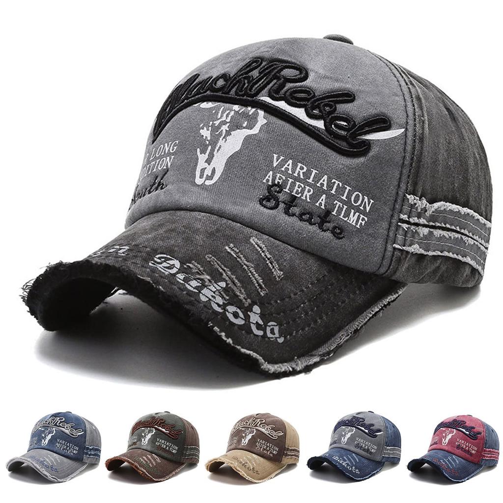 YAYAMIYA Hat Womens Mens Cap Baseball Wide Brim Embroidery Distressed Style Western Sun Protection Unisex Cool Outdoor Perfect Fathers Day Gift Hiking