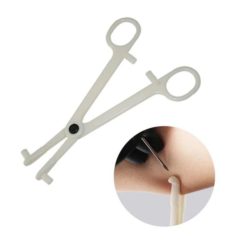 

Disposable Sterile Slotted Round Navel Forcep Clamp Open Plier Ear Nose Piercing білий