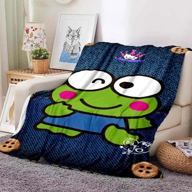 3D Printed Big -eyed Frog Card Kero Kero Keroppi Blanket Living Room Bedroom Sofa Cover Blanket Children's Nap Sleeping Blanket