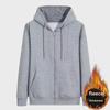 Men's Gray Thick Velvet Hooded Sports Cardigan - Autumn/Winter Casual Large Size Jacket