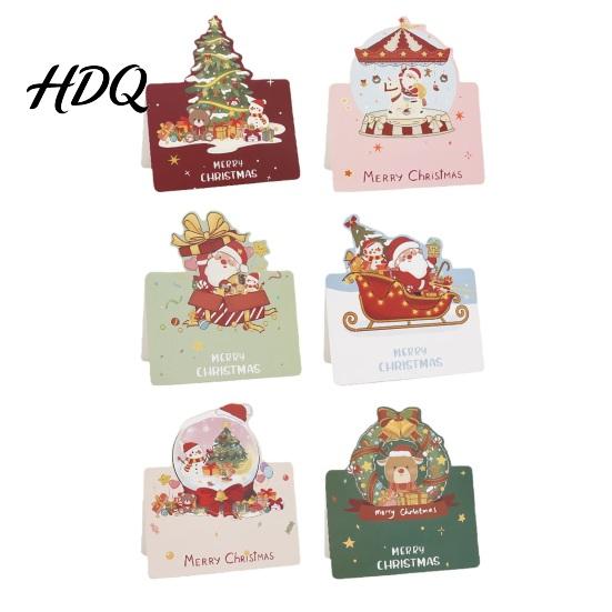 Holiday Souvenirs 10 Pcs 3D Christmas Greeting Card Cute Tree Santa Snowman Claus Cards Wreath Design for Festive Messages Wishes