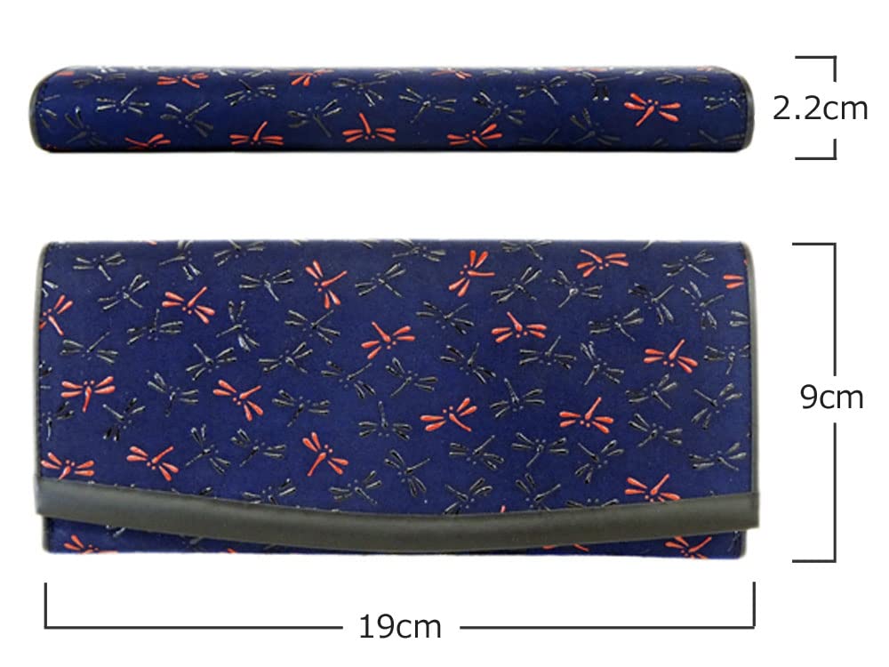 Inden Nagomi Long 7516 Navy Deerskin X Black Red Dragonfly Pattern [Indenya] Wallet, Bundles, Lacquer, Lacquer,