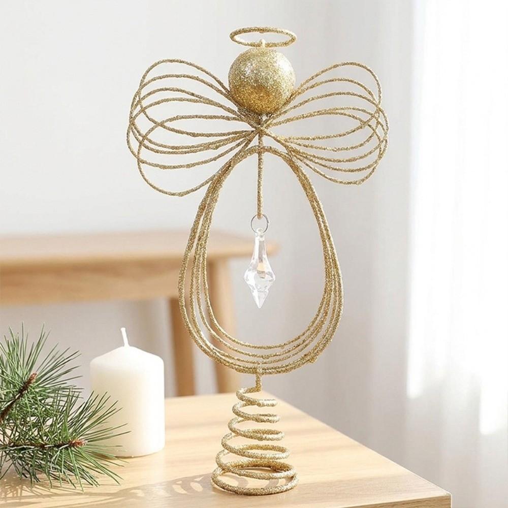 Hollow Glitter Christmas Tree Decoration Angel Angel Tree Top Star New Christmas Tree Topper