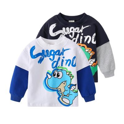 Faux sweat-shirt deux pièces pour enfants, imprimé dinosaure, chemise à bascule