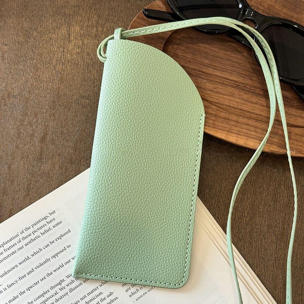 Eyewear Protector Case PU Leather Glasses Bag Hanging Neck Sunglasses Eyeglass Bag  Female