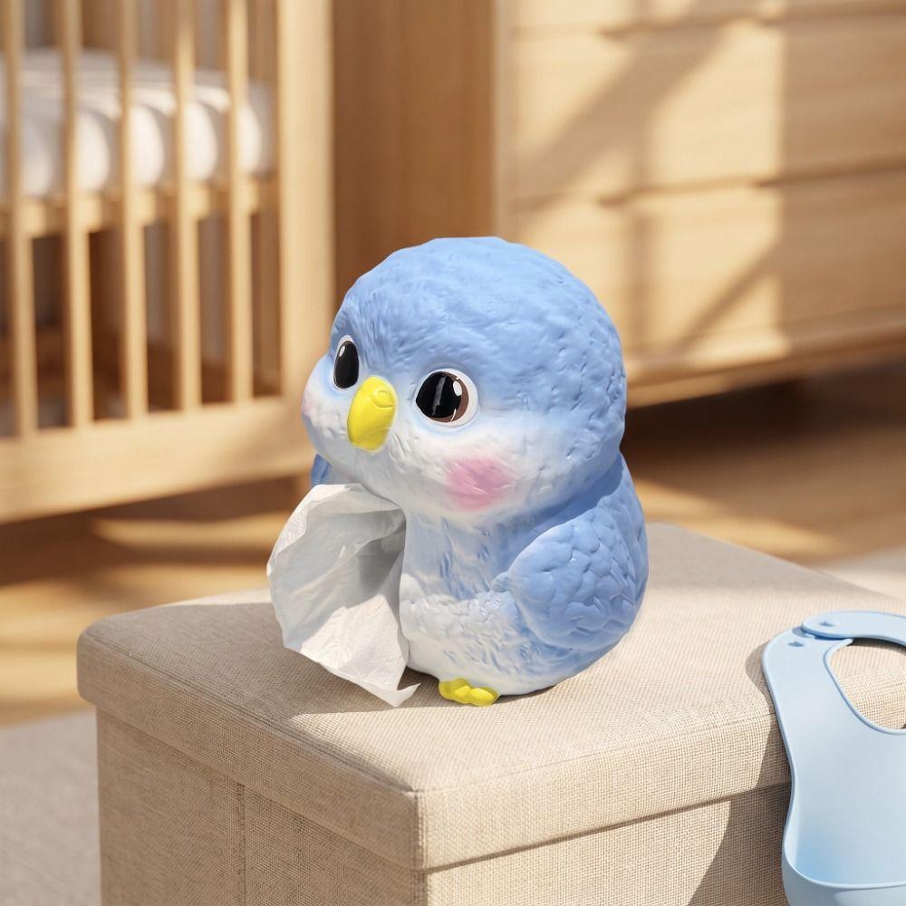 Cartoon Blue Bird Ceramic Tissue Box Creative Design Desktop Tissue Holder Housewarming Gift
