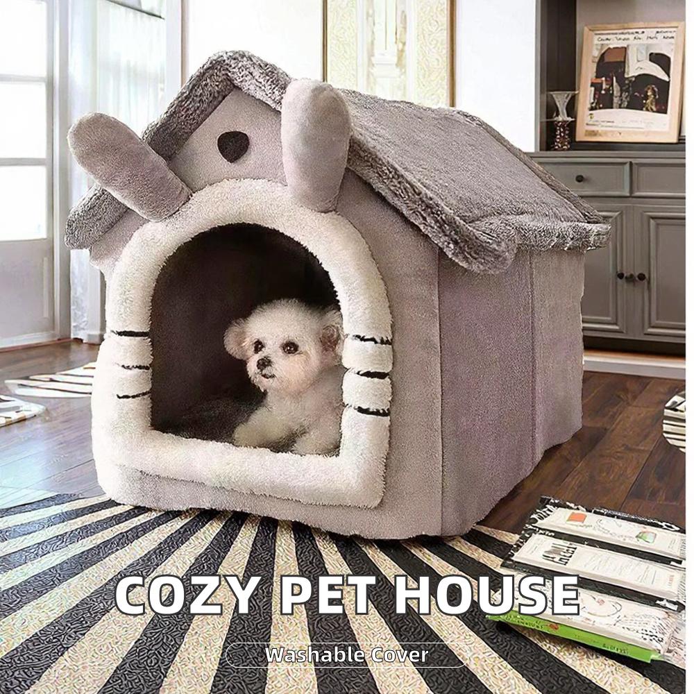 Cute Luxury Solid Summer Winter Cat Dog Pet Bed Tent Soft Plush Removable Washable