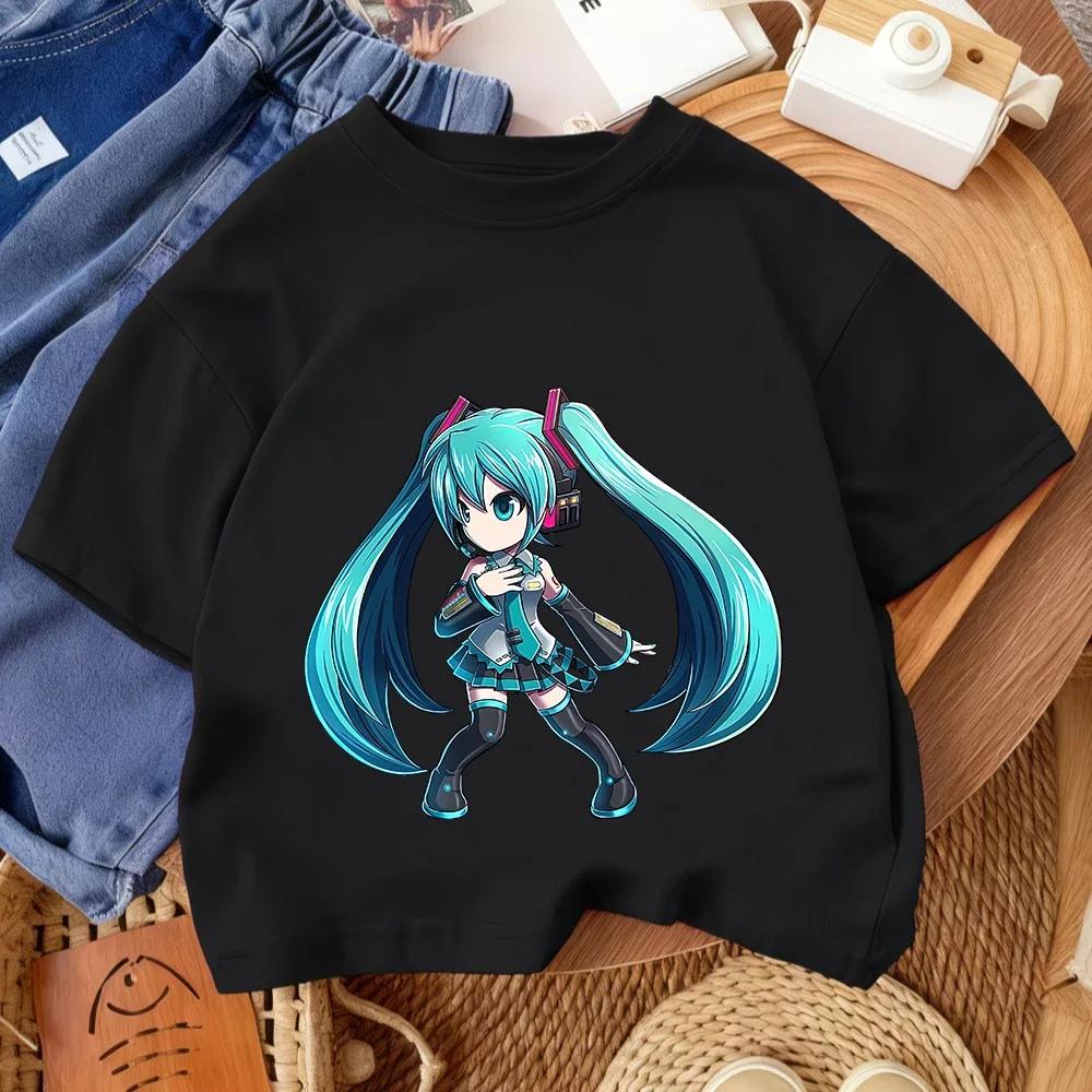 Children Casual Tee Hatsune Miku Cute Kawaii Print 2026 Summer Boys Girls Street Fashion 314 Age