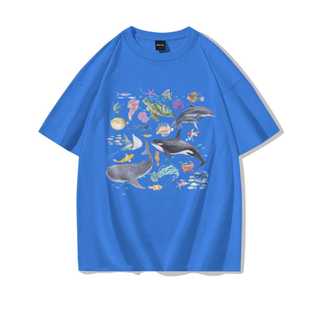 100 Cotton Tshirt For Unisex Ocean Animals Graphic Casual Top Sea Lovers Harajuku Hip Hop T Shirt New Fashion Girls Clothing