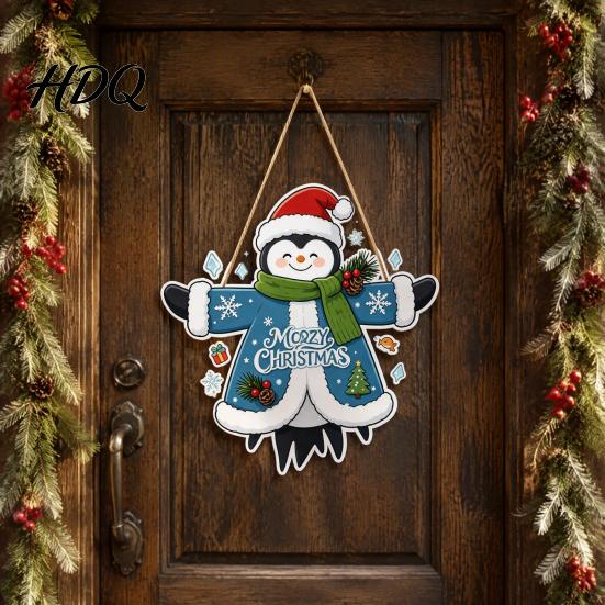 Xmas Window Decorations Wooden Christmas Hanging Pendant Cartoon Welcome Sign for Front Door Ornaments Wall Decor