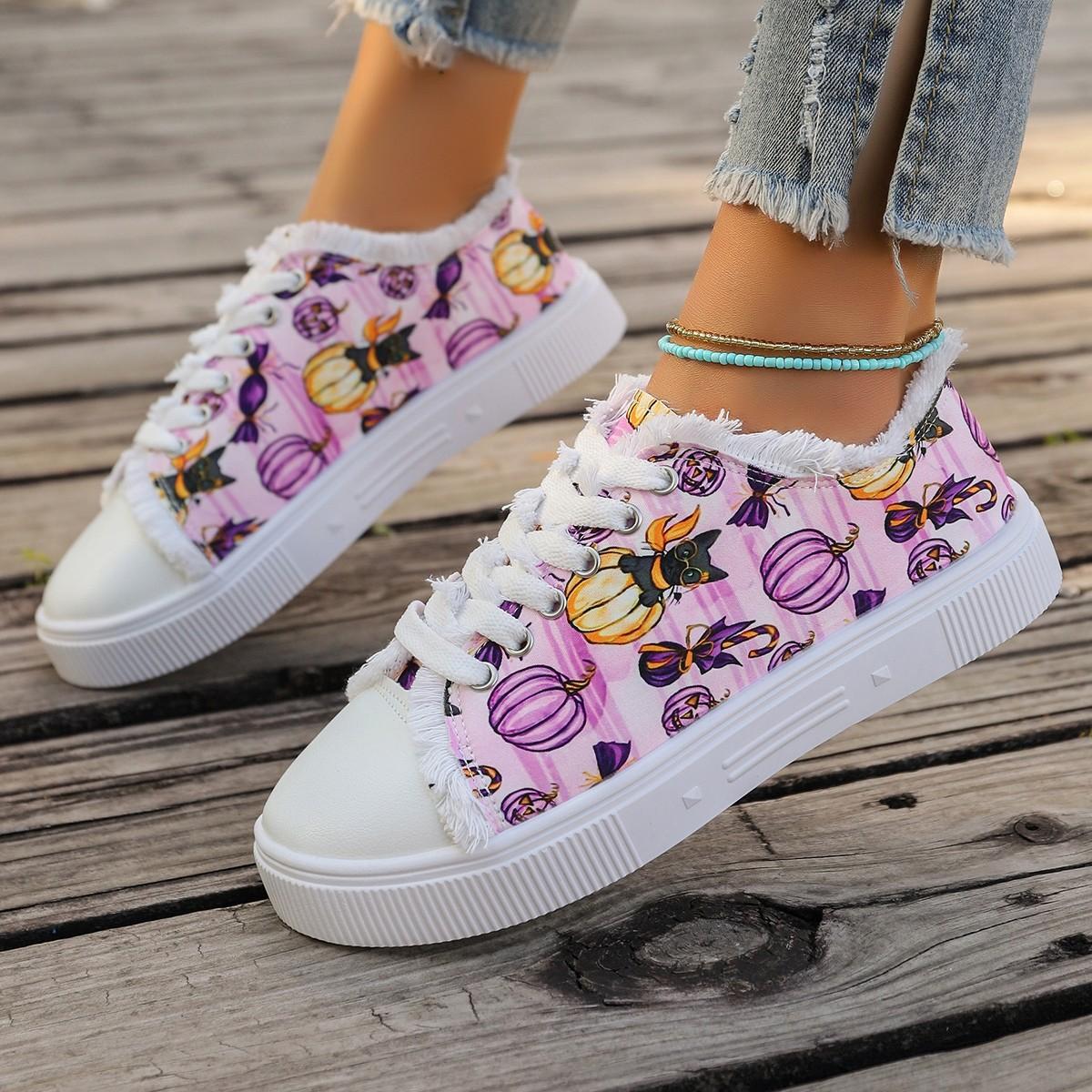 

Женские парусиновые кеды на плоской подошве с граффити, с необработанным краем, с принтом, легкие, на четыре сезона, обувь для скейтборда, ленивые одинарные туфли 43