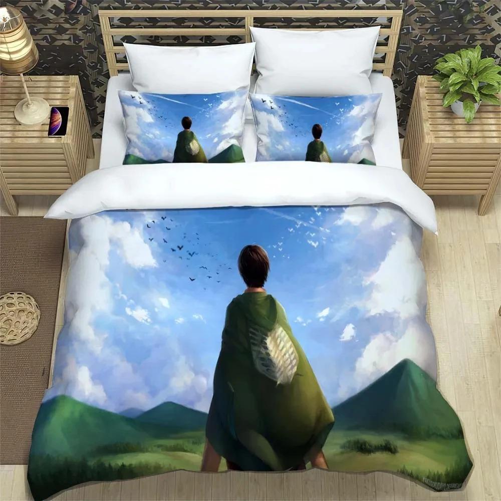 Attack On Titan Printed Polyester Bedding Bedding Set Quilt Cover Pillowcase Soft and Comfortable Customizable