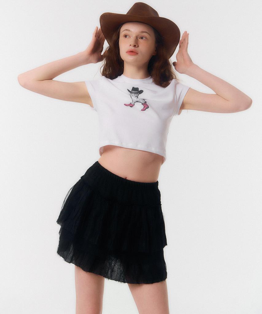 Kkuape Lace Cancan Mini Skirt_Black