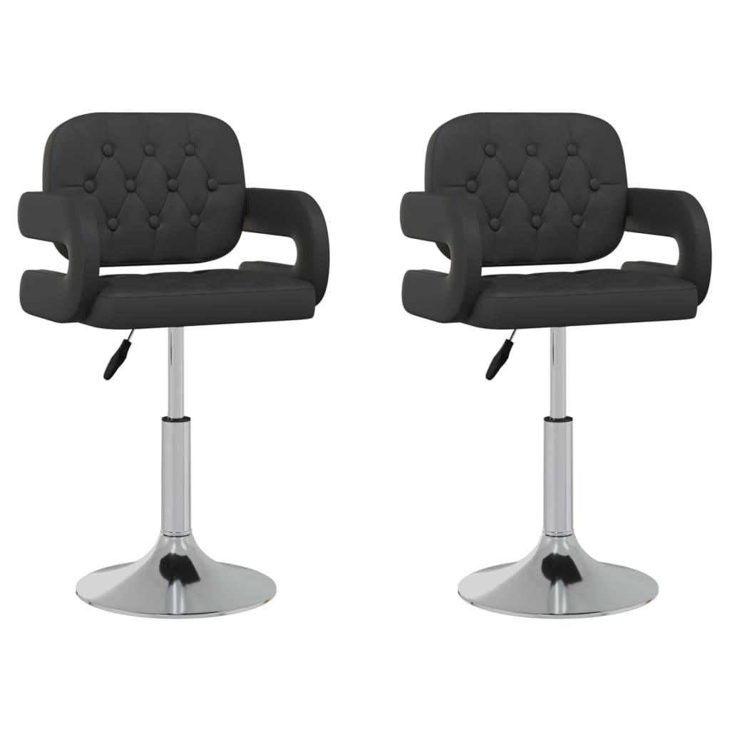 Dining Chairs 2 Pcs Swivel Black Faux Leather