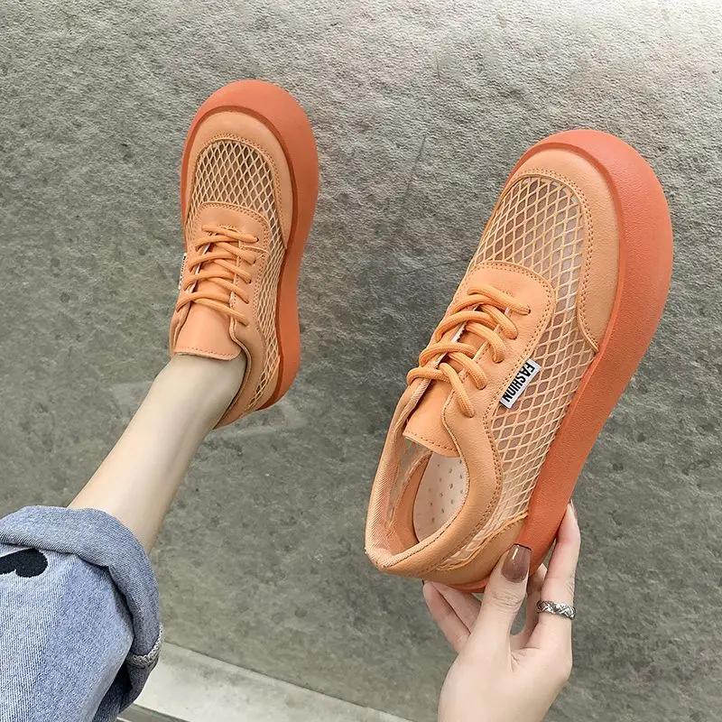 Fashion Mesh Breathable Flat Sports Ladies Shoes Round Toe Athletic Sneakers Women Footwear New In Original Korean With Stylish A