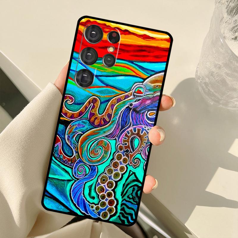 Octopus Ocean Aesthetic Case For Samsung Galaxy S23 S22 S21 Ultra Note 20 S8 S9 S10 Note 10 Plus S20 FE S21 FE Cover