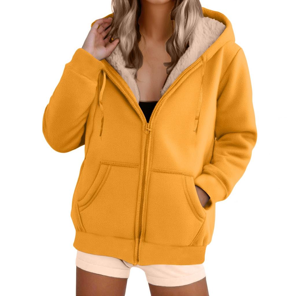 Women's Fashion Casual Sweatshirt Loose Zipper Cardigan Long Sleeve Hooded Jacket