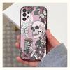 P-Pink Skulls Case For Samsung S22,S25,S24,S23,Ultra,FE,S20,S10,Plus,S21,S9,Lite,Soft Silicone Black