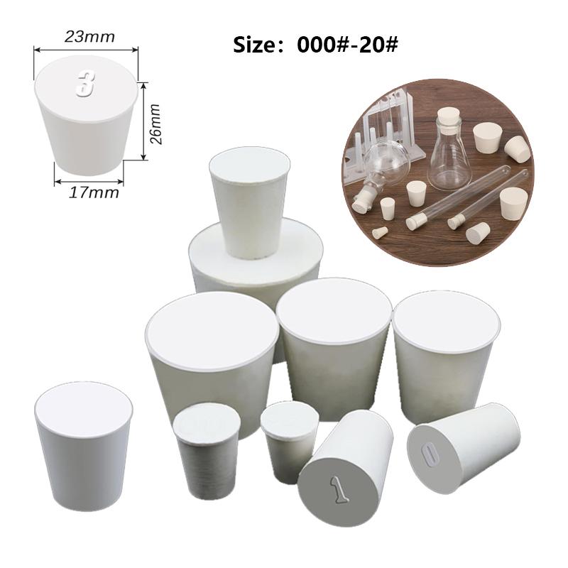 1/23pcs Lab Rubber Push-In Sealing Stopper Flask Conical Tube White Solids Alkaline Resistant Wine Bottle Erlen Rubber Stopper 7