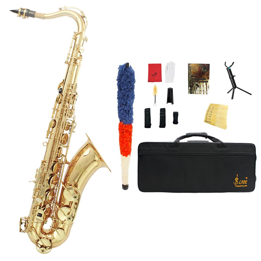 SLADE Tenor Saxophone Multi-materials Selection Sax Brass Body Professional Woodwind Instrument with Case Gloves Accessories