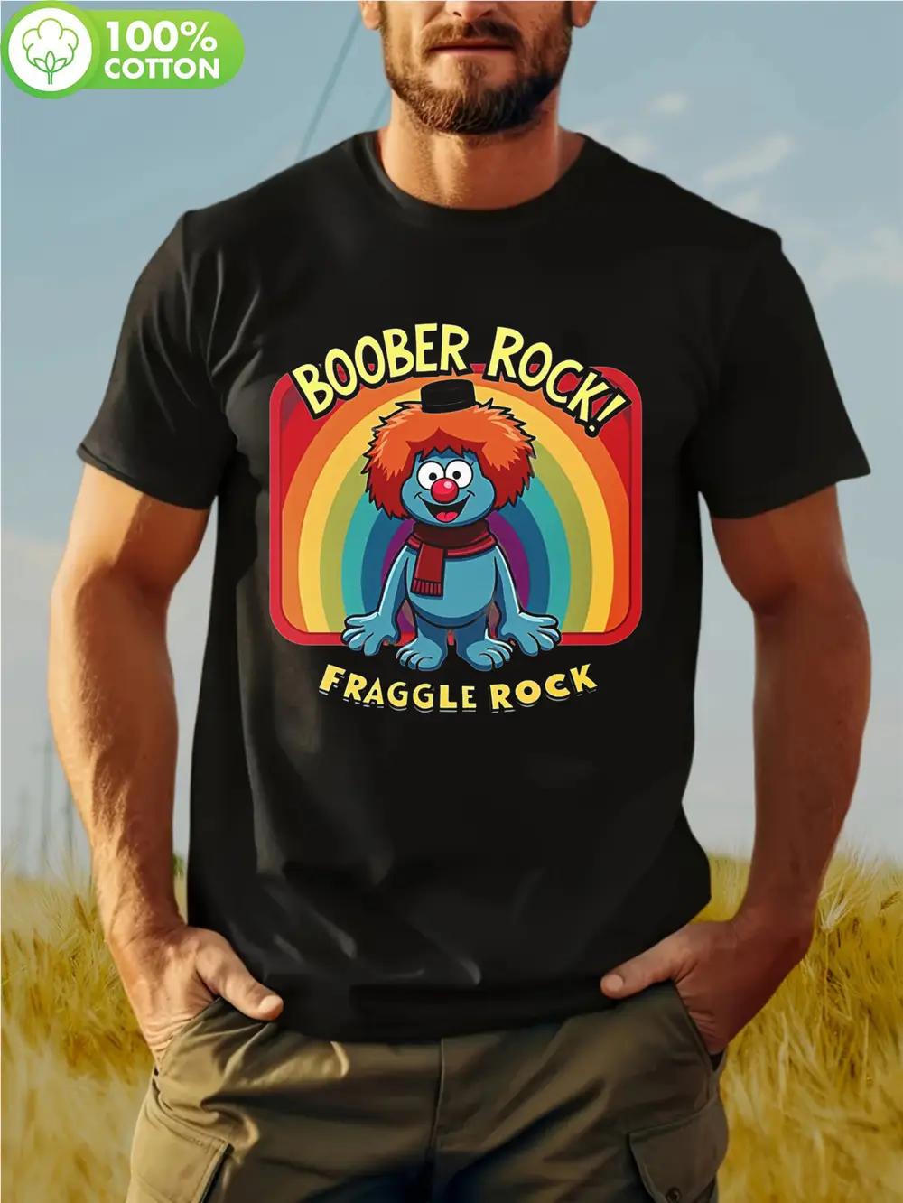 

Boober Rock Fraggle Rock 29DH7 Vintage Graphic T-shirt - 180g 100% Cotton Crew Neck Short Sleeve Tee with Rainbow & Fraggle Rock Character Design XXXL