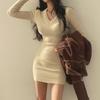 Women's V-neck Knitted Inner Dress