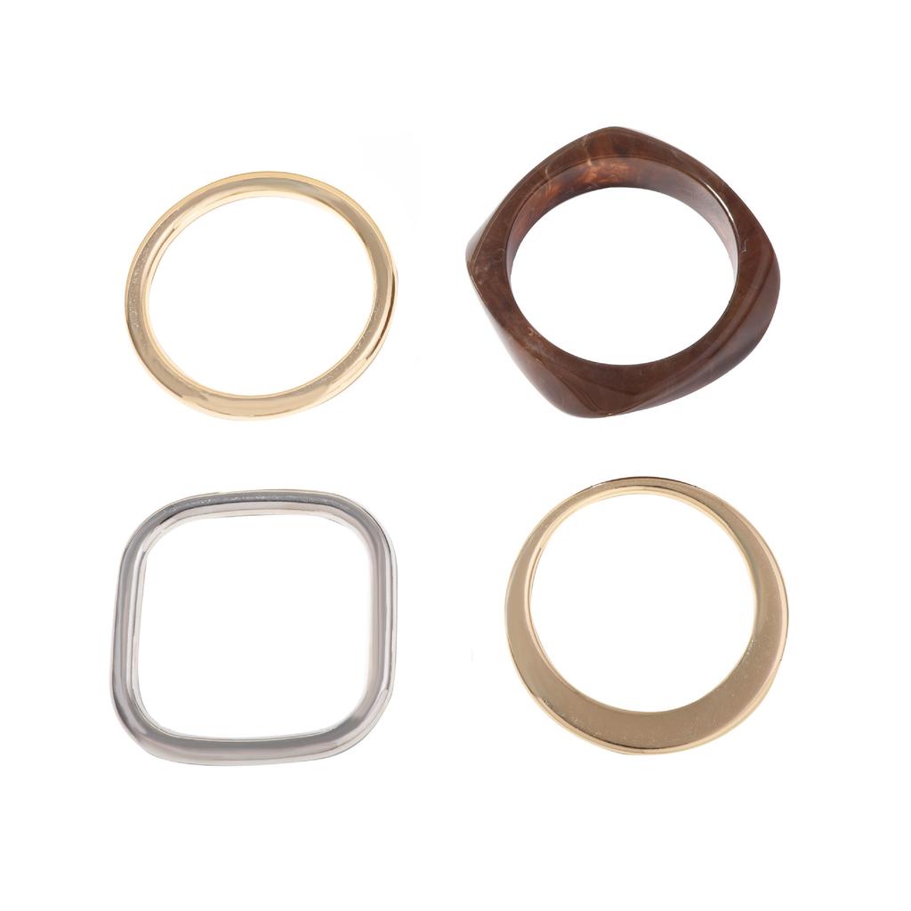 Personalized retro trend cold wind resin CCB geometric ring four-piece bracelet versatile casual women's models