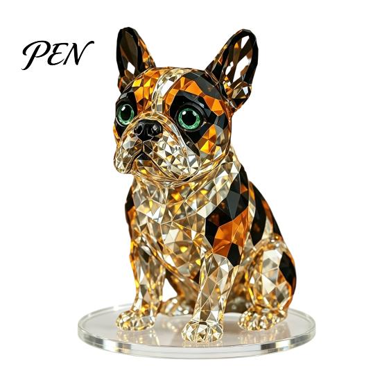 Acrylic Animal Ornaments Geometric Faux Crystal Sculpture, Sparkling Cat/Owl/Eagle/Dog Statue, Light Luxury Room Decoration Desktop Figurine Ornament