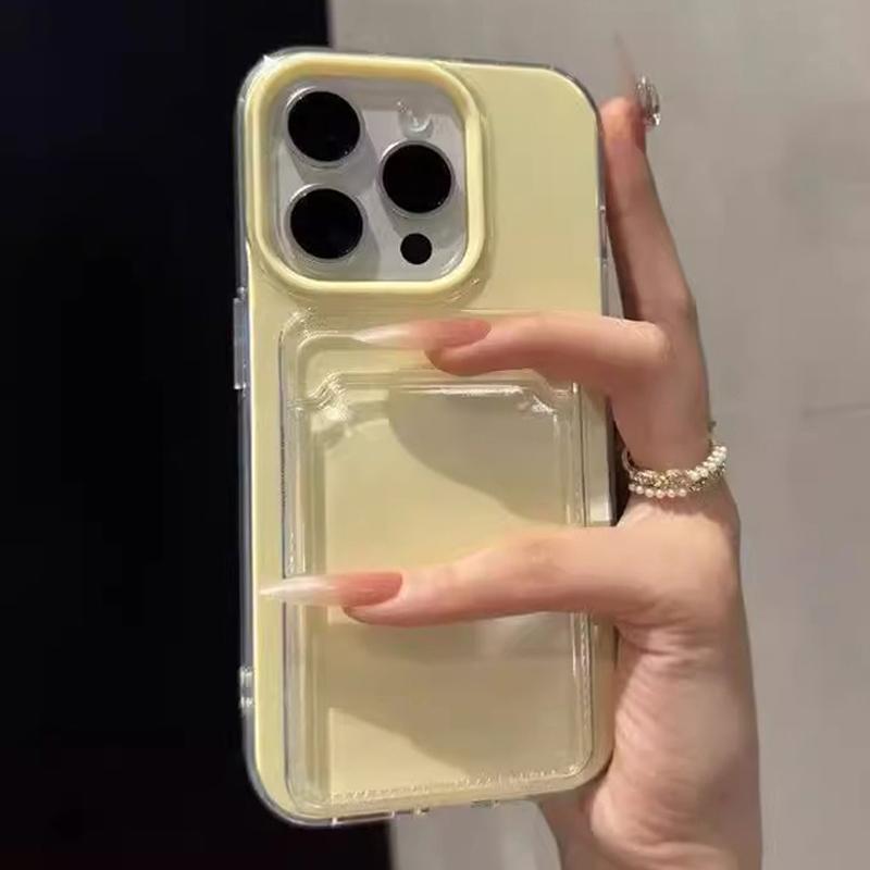 New 2 In 1 Card Holder Slot Wallet Candy Color Phone Case For For Iphone 17 16 15 14 13 12 11 Pro Max Air TPU+PC Shockproof Cover