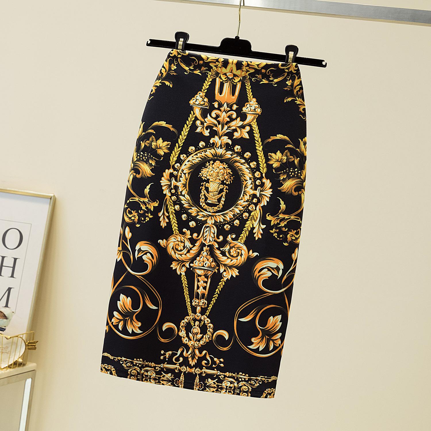 

Модная летняя стильная юбка-карандаш женская с высокой талией зеленые юбки винтажная юбка миди с цветочным принтом XXL