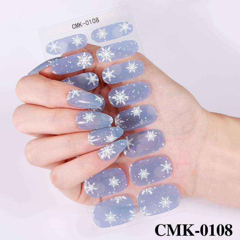 Christmas gel nail sticker waterproof cartoon cute no-bake nail sticker no uv gel nail CMK-0108