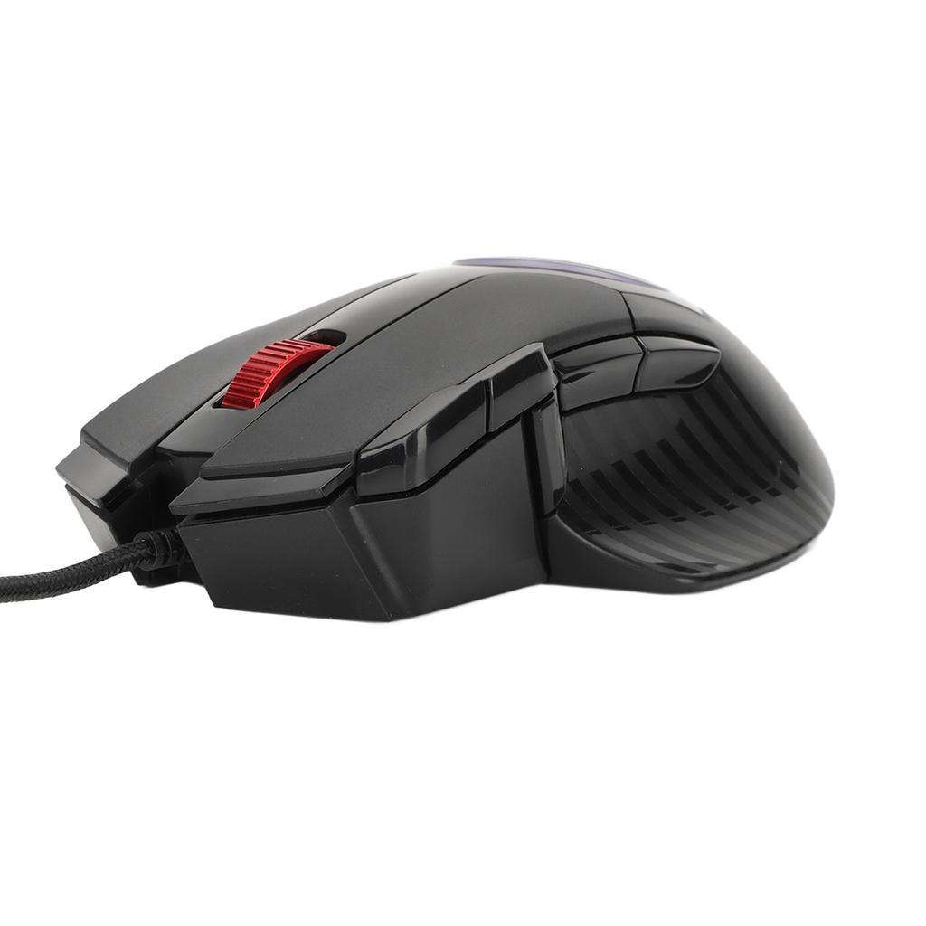 Gaming-Maus Kabelgebunden 8 Tasten RGB-Lichteffekt 6 Einstellbare DPI Gebogen Ergonomisch Shortcut Multifunktionstaste Computermaus Schwarz