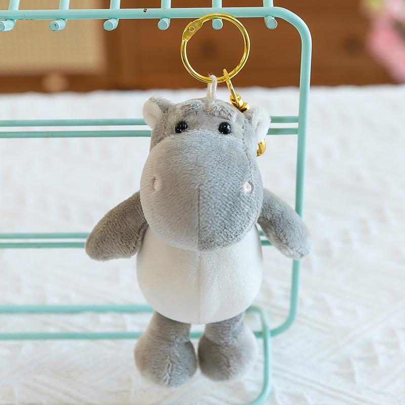 Porte-clés Peluche Animal Mignon Dessin Animé 15CM Tigre Lion Éléphant Hippopotame Tortue Pendentif Sac Rembourré