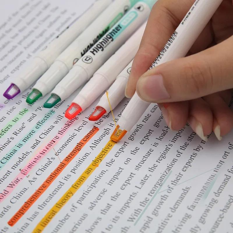 Unique Window Tip Highlighter Pen Double Head Pastel Color Midline highlighters Marker School Stationery