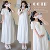 High-End Plus Size Maternity Summer Dress: Trendy, Simple, and Age-Reducing Long Skirt