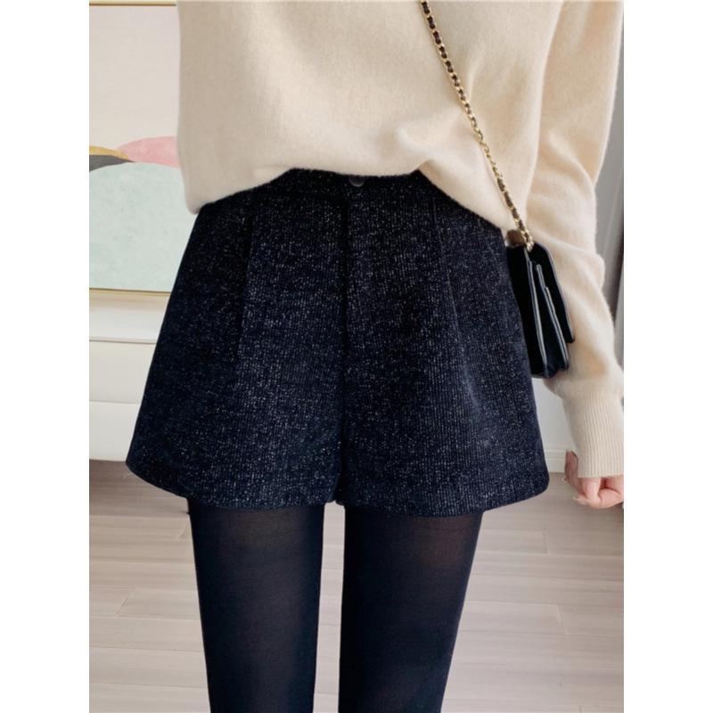 Women s High-Waisted Corduroy Shorts - Autumn/Winter Slim-Fit with Letter Design 4XL